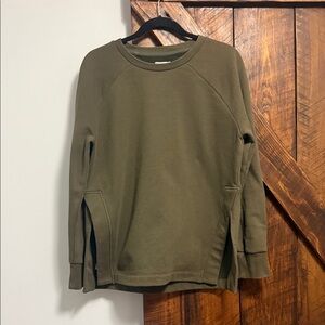 Lou & Grey Khaki Sweatshirt with Side Slits